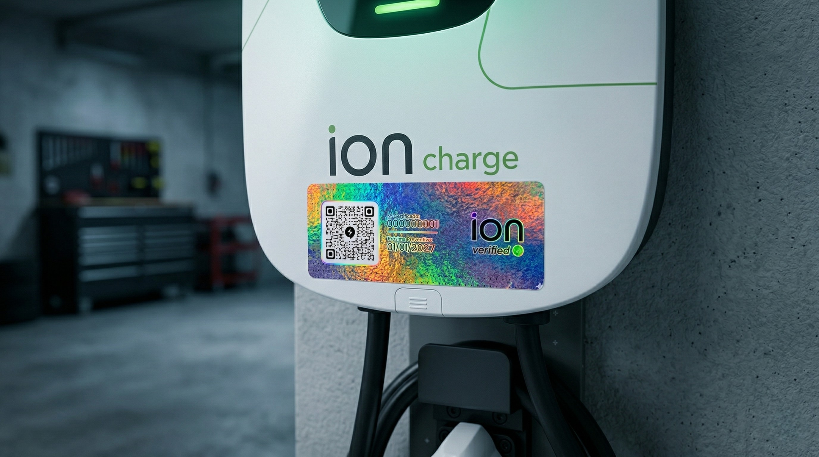 Selo holográfico Íon Verified em carregador